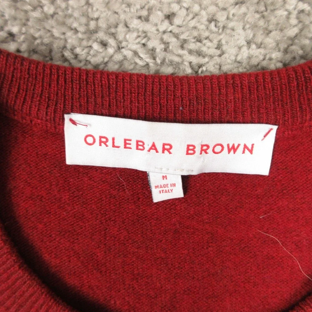 Orelebar Brown Sweater Mens Medium Red Orange Knit Wool Raglan Knit Pullover EUC